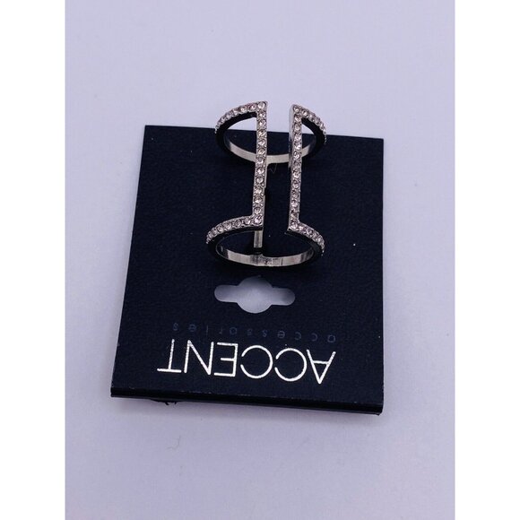 Accent Rhinestone Silvertone Wide Ring Size 7 New - Picture 3 of 3